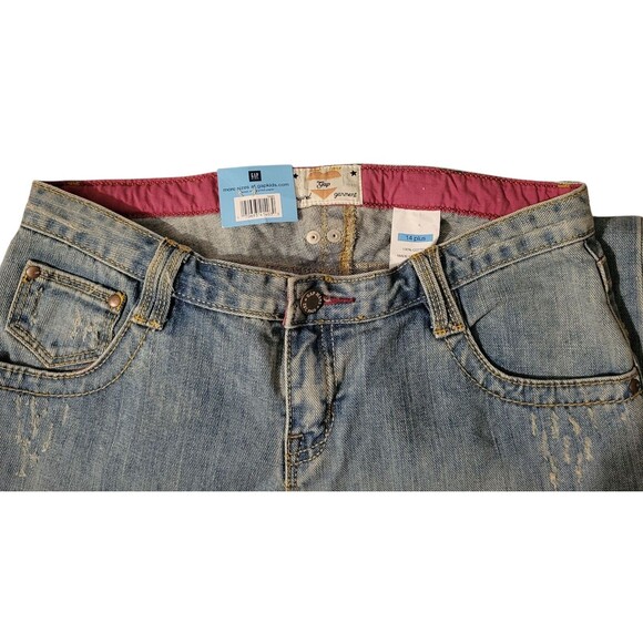 New Gap Capri Jeans Girls 14 Plus Distressed Adjustable Waist Denim NWT 2006 - Picture 1 of 4
